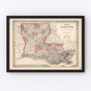 Vintage Map of Louisiana, 1861