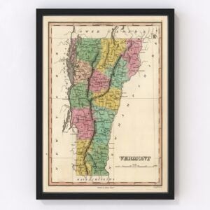 Vintage Map of Vermont, 1824