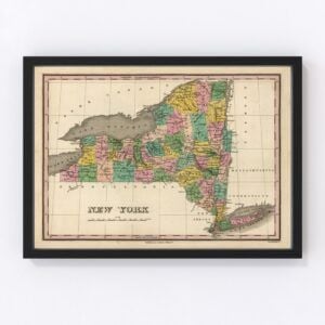 Vintage Map of New York, 1824