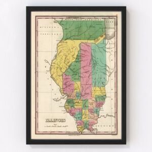 Vintage Map of Illinois, 1824