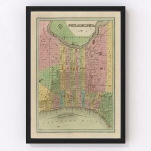 Vintage Map of Philadelphia, Pennsylvania 1838