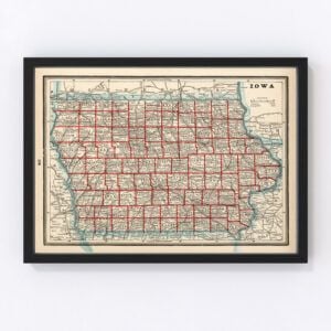 Vintage Map of Iowa, 1893