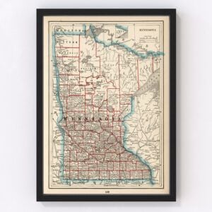 Vintage Map of Minnesota, 1893