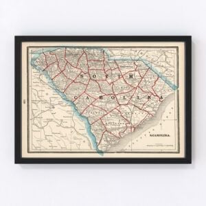 Vintage Map of South Carolina, 1893