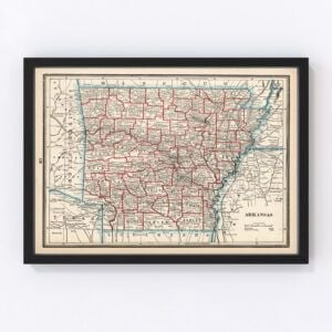 Vintage Map of Arkansas, 1893
