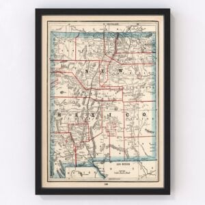 Vintage Map of New Mexico, 1893