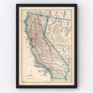 Vintage Map of California, 1893