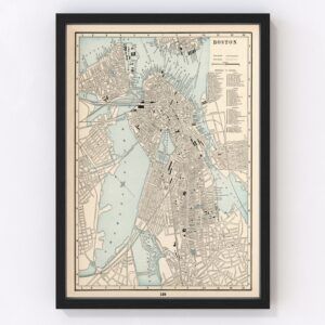 Vintage Map of Boston, Massachusetts 1893