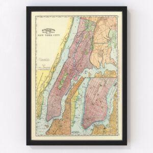 Vintage Map of New York, New York 1897