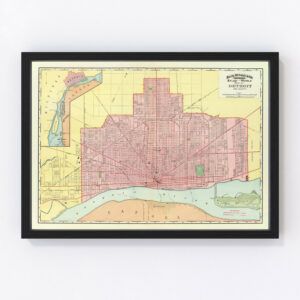 Vintage Map of Detroit, Michigan 1897
