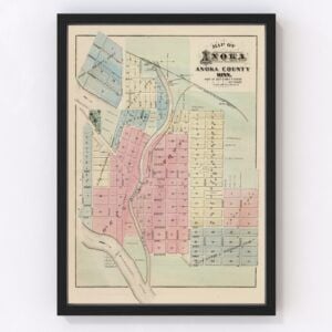 Vintage Map of Anoka, Minnesota 1874