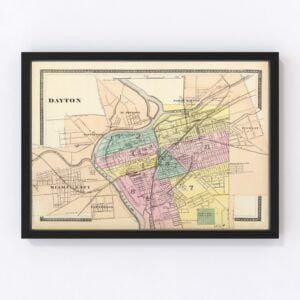 Vintage Map of Dayton, Ohio 1872