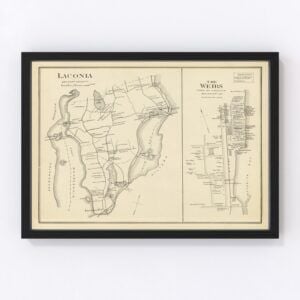 Vintage Map of Laconia, New Hampshire 1892
