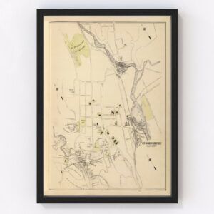 Vintage Map of Saint Johnsbury, Vermont 1876