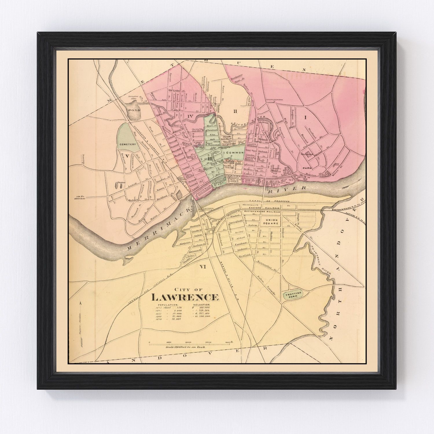 Vintage Map of Lawrence, Massachusetts 1871 15