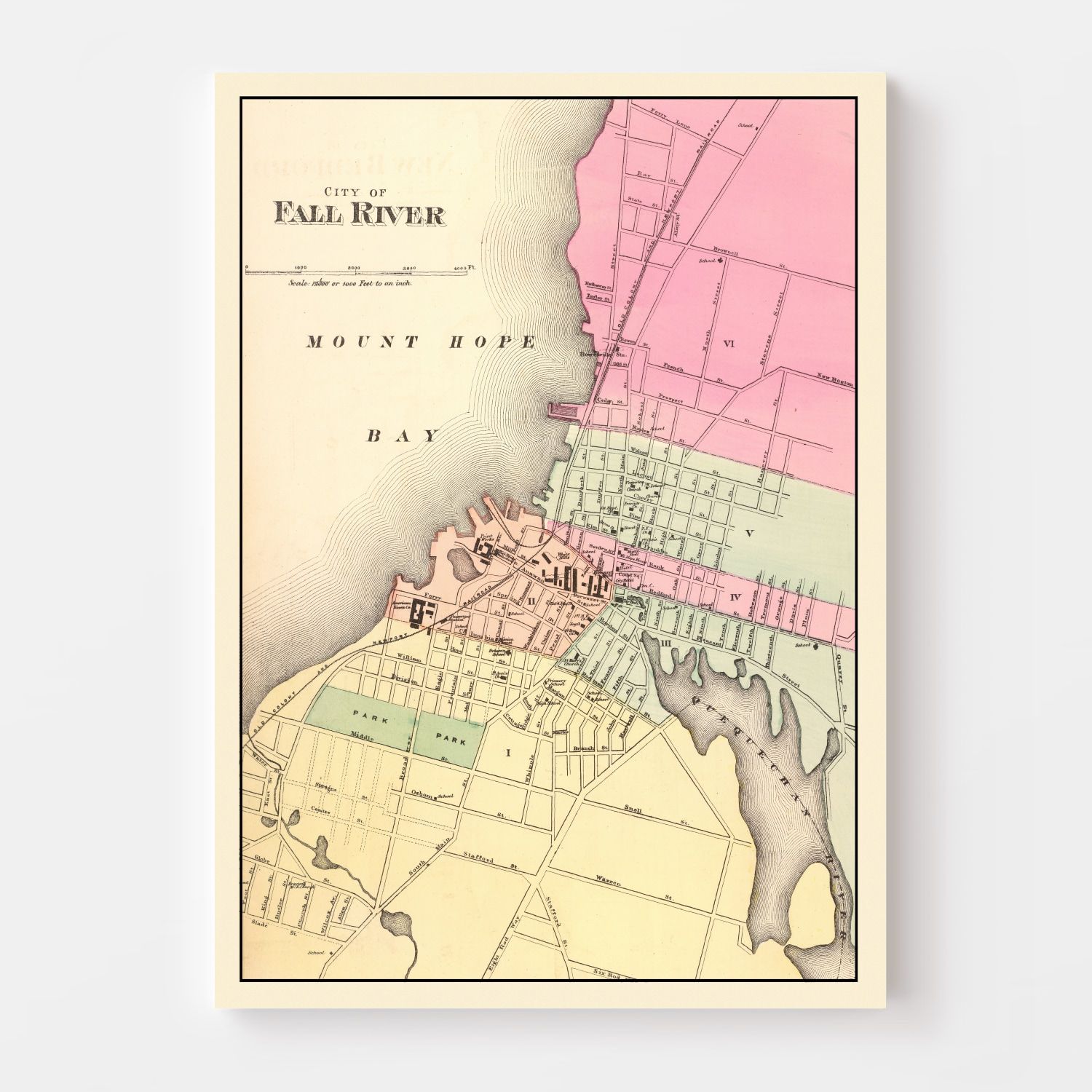 Vintage Map of Fall River, Massachusetts 1871 17