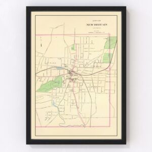 Vintage Map of New Britain, Connecticut 1893