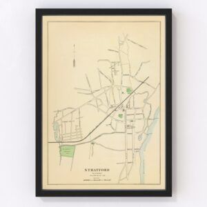 Vintage Map of Stratford, Connecticut 1893
