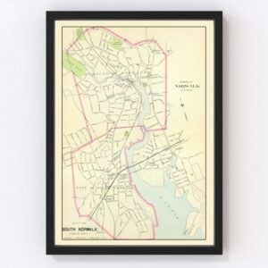 Vintage Map of Norwalk, Connecticut 1893