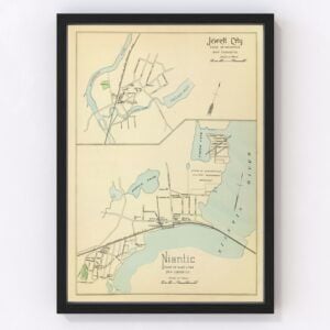 Vintage Map of Jewett City, Connecticut 1893