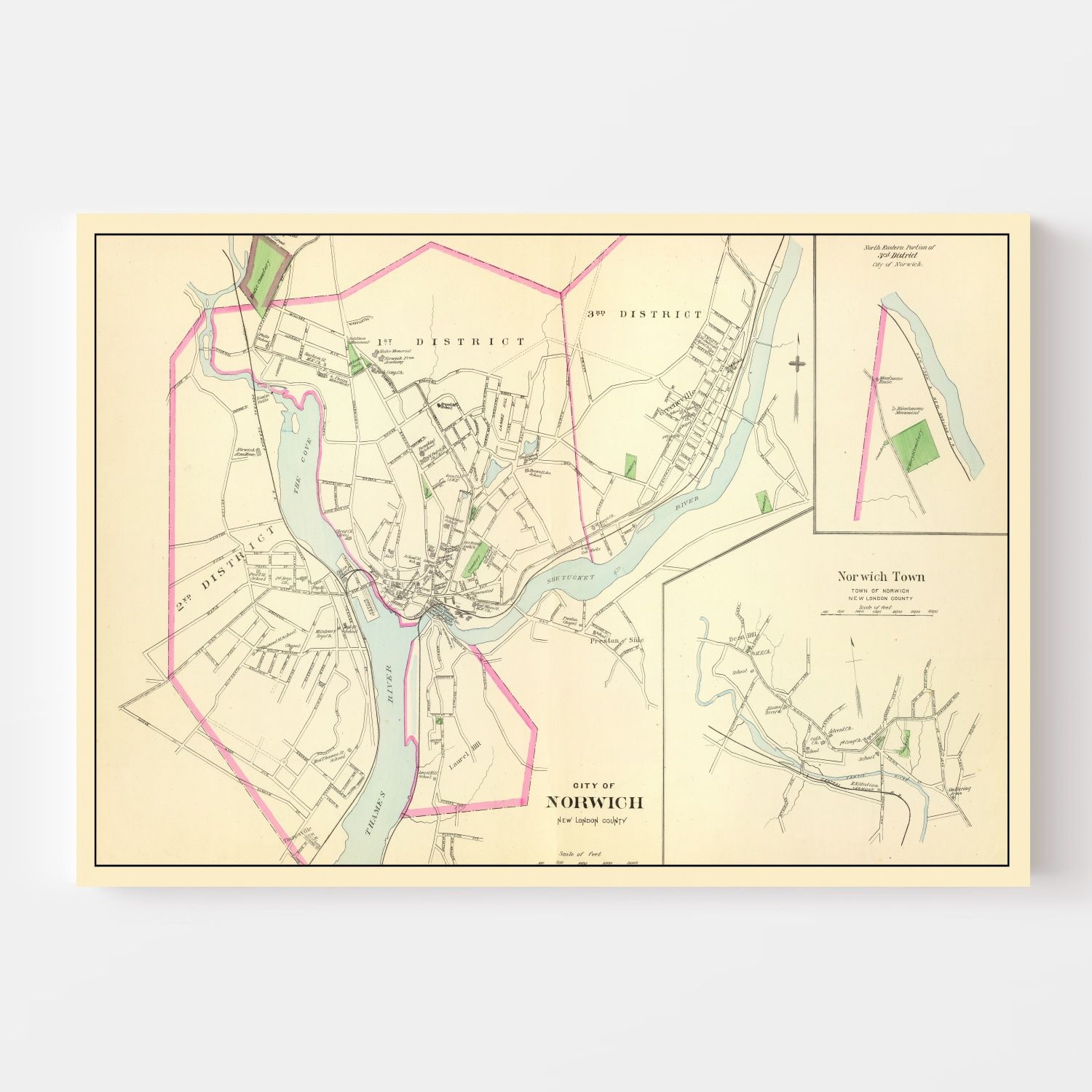 Vintage Map of Norwich, Connecticut 1893 17