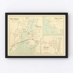 Vintage Map of Mystic, Connecticut 1893