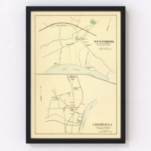 Vintage Map of Cromwell, Connecticut 1893