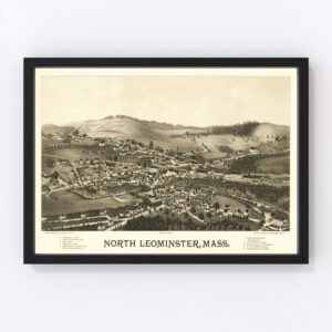 Vintage Map of North Leominster, Massachusetts 1887