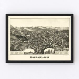 Vintage Map of Leominster, Massachusetts 1886