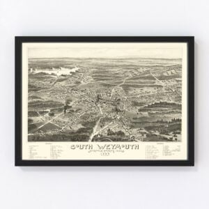 Vintage Map of South Weymouth, Massachusetts 1885