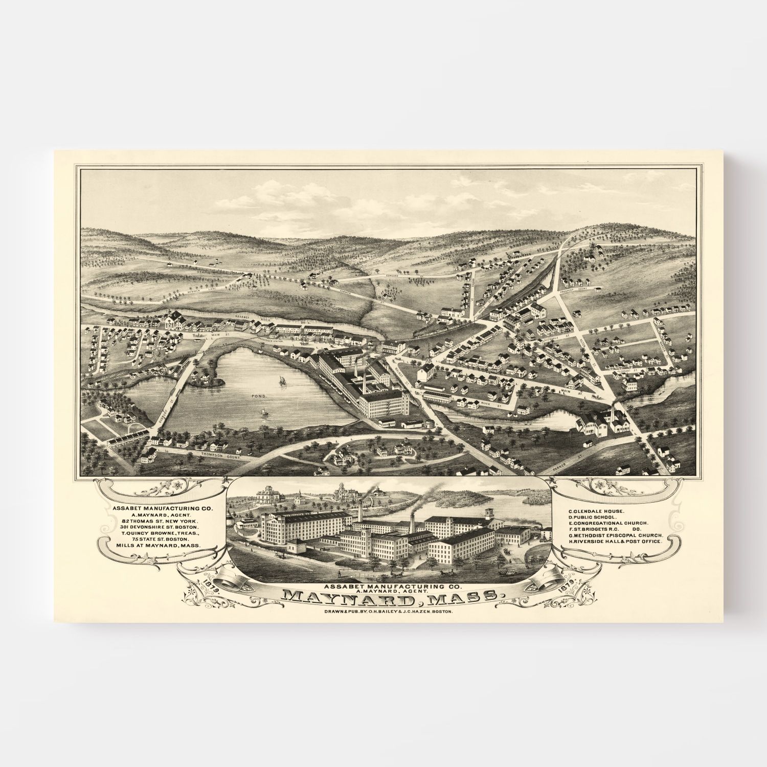 Vintage Map of Maynard, Massachusetts 1879 5