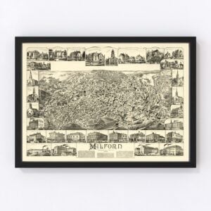 Vintage Map of Milford, Massachusetts 1888