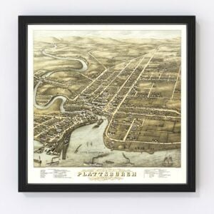 Vintage Map of Plattsburgh, New York 1877