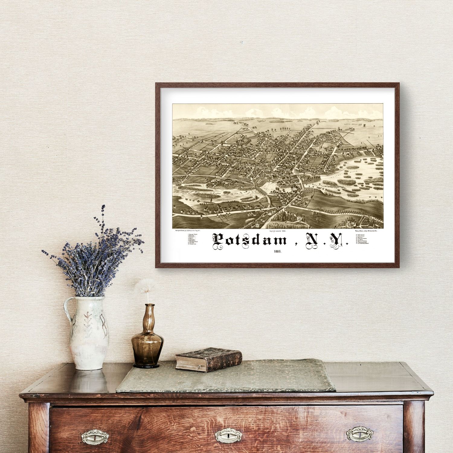 Vintage Map of Potsdam, New York 1885 by Ted's Vintage Art