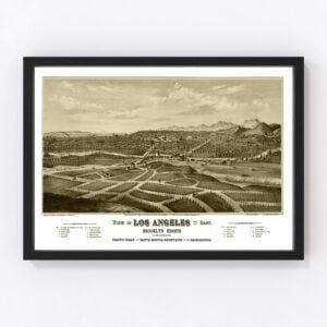 Vintage Map of Los Angeles, California 1877