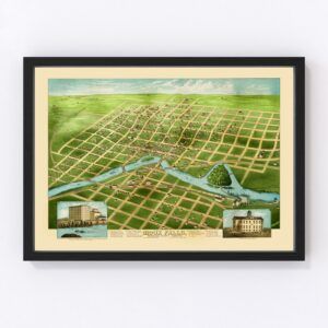 Vintage Map of Sioux Falls, South Dakota 1881