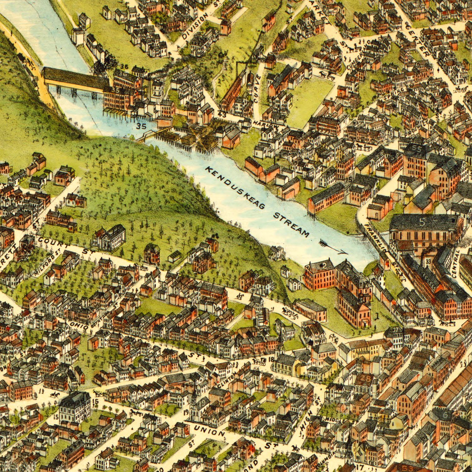 Vintage Map of Bangor, Maine 1875 by Ted's Vintage Art