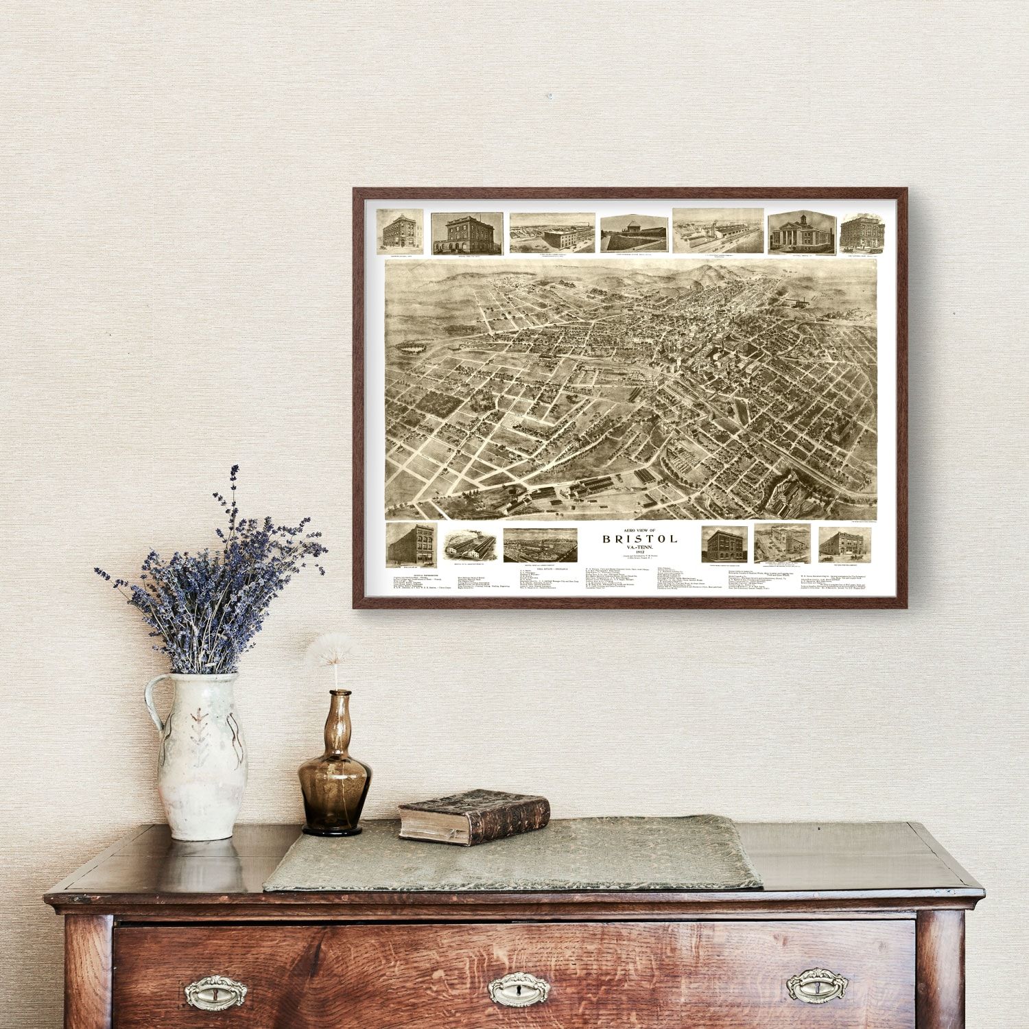 Vintage Map of Bristol, Virginia 1912 by Ted's Vintage Art