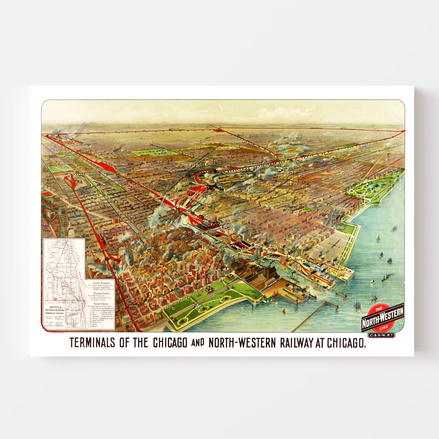 Map of Chicago - Antique Chicago city store map print - Large format