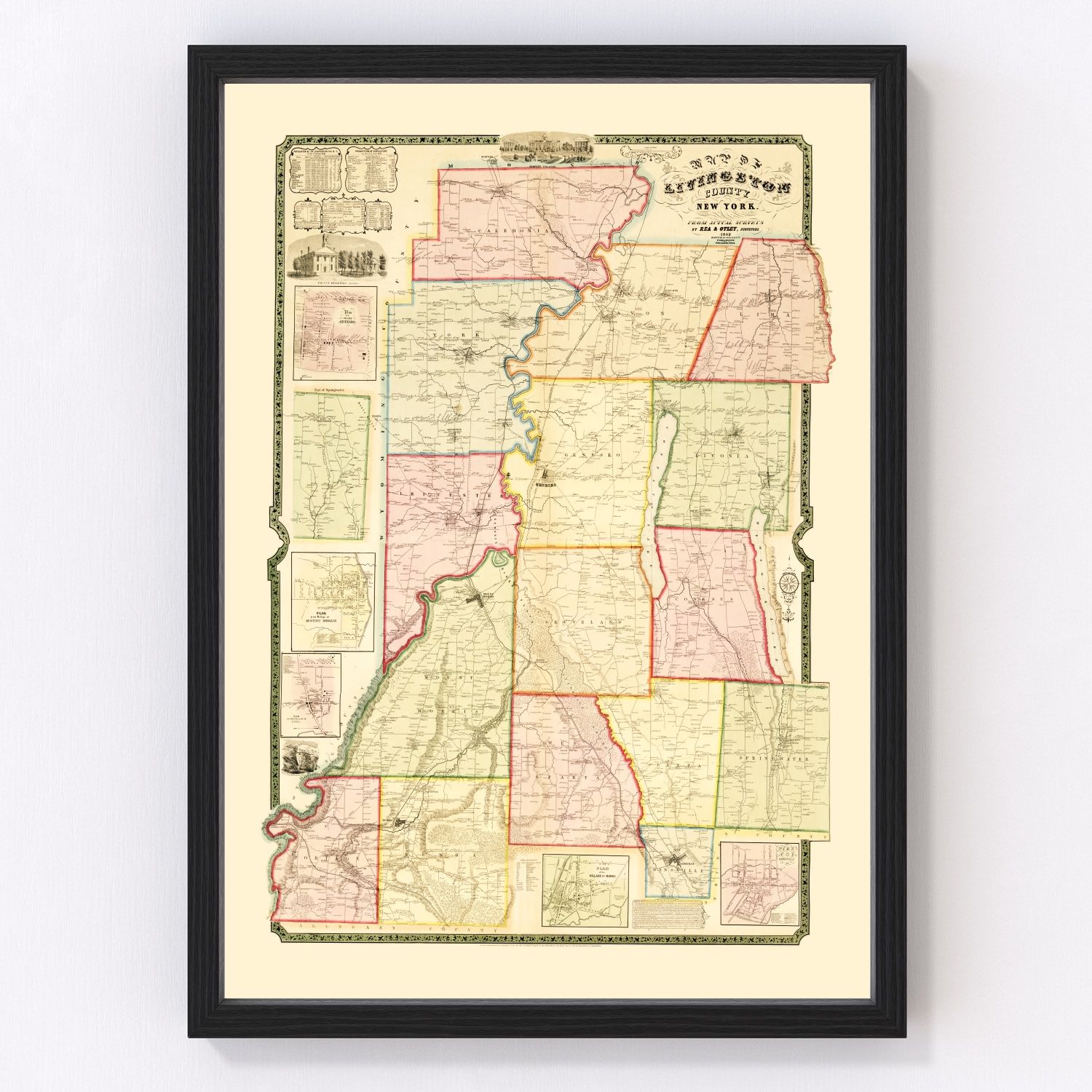 Vintage Map Of Livingston County New York 1852 By Ted S Vintage Art   2902 