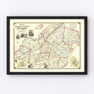 Vintage Map of Morris County, New Jersey 1853