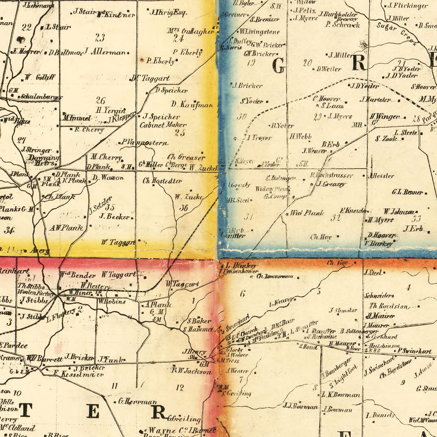 Vintage Map of Wayne County, Ohio 1856 by Ted's Vintage Art