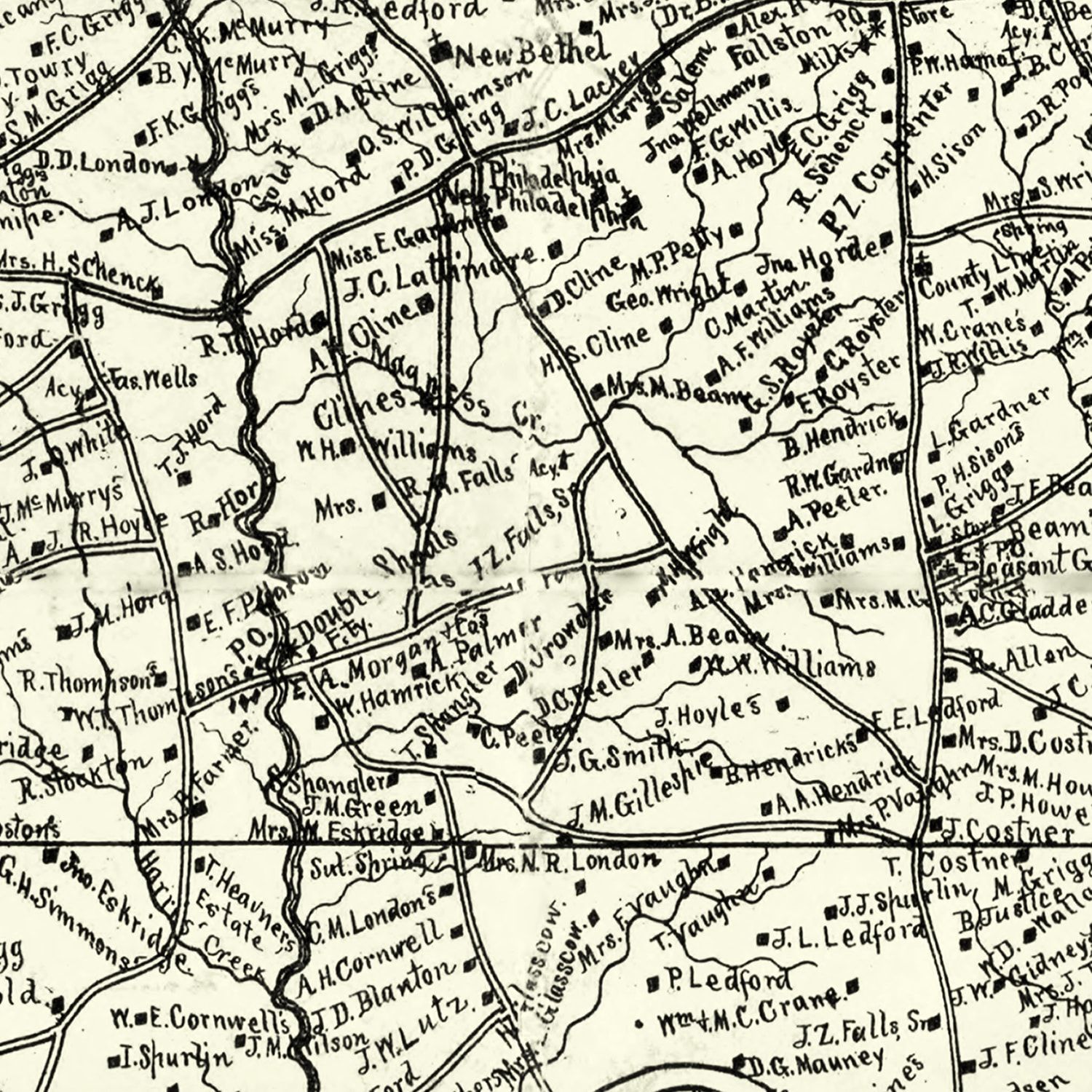 Vintage Map of Cleveland County, North Carolina 1886 by Ted's Vintage Art