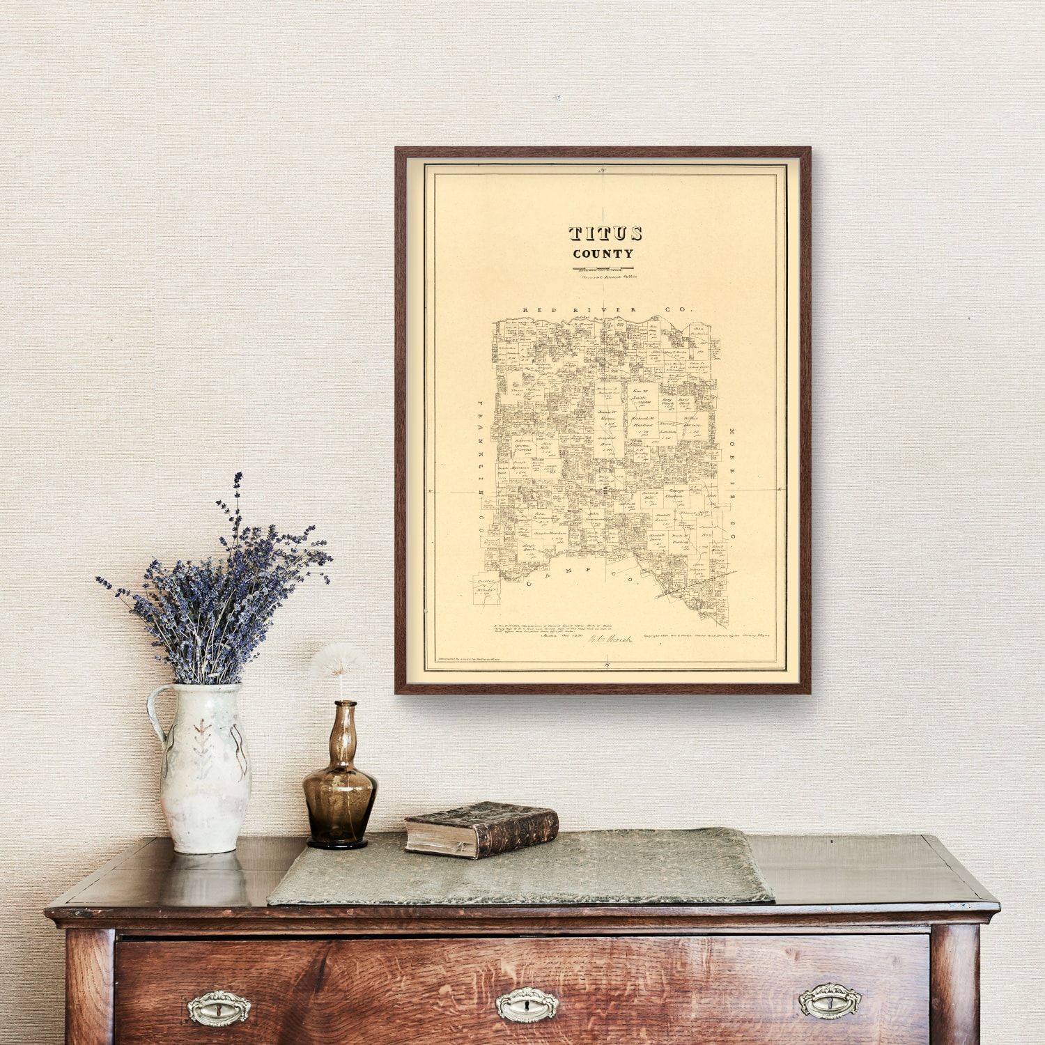 Vintage Map of Titus County, Texas 1880 by Ted's Vintage Art