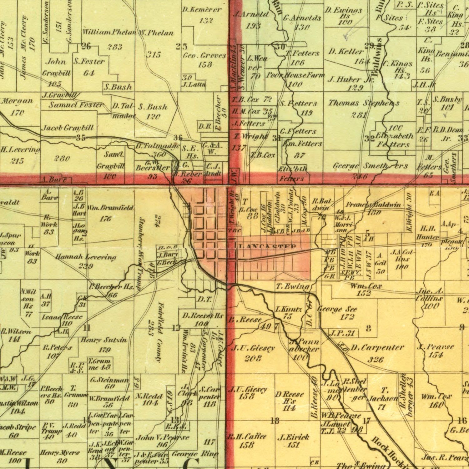 Vintage Map of Fairfield County, Ohio 1848 by Ted's Vintage Art