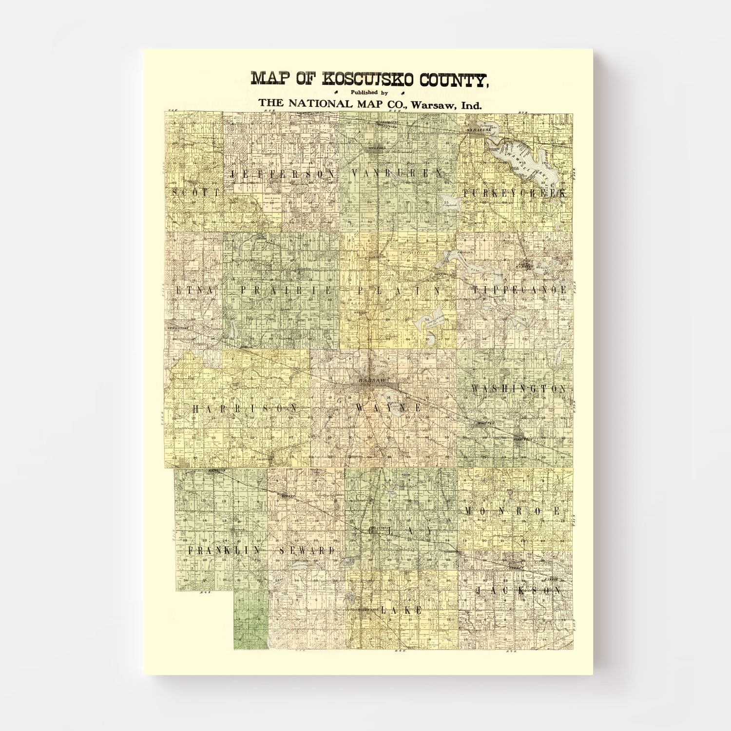 Vintage Map Of Kosciusko County Indiana 1909 By Teds Vintage Art 9800