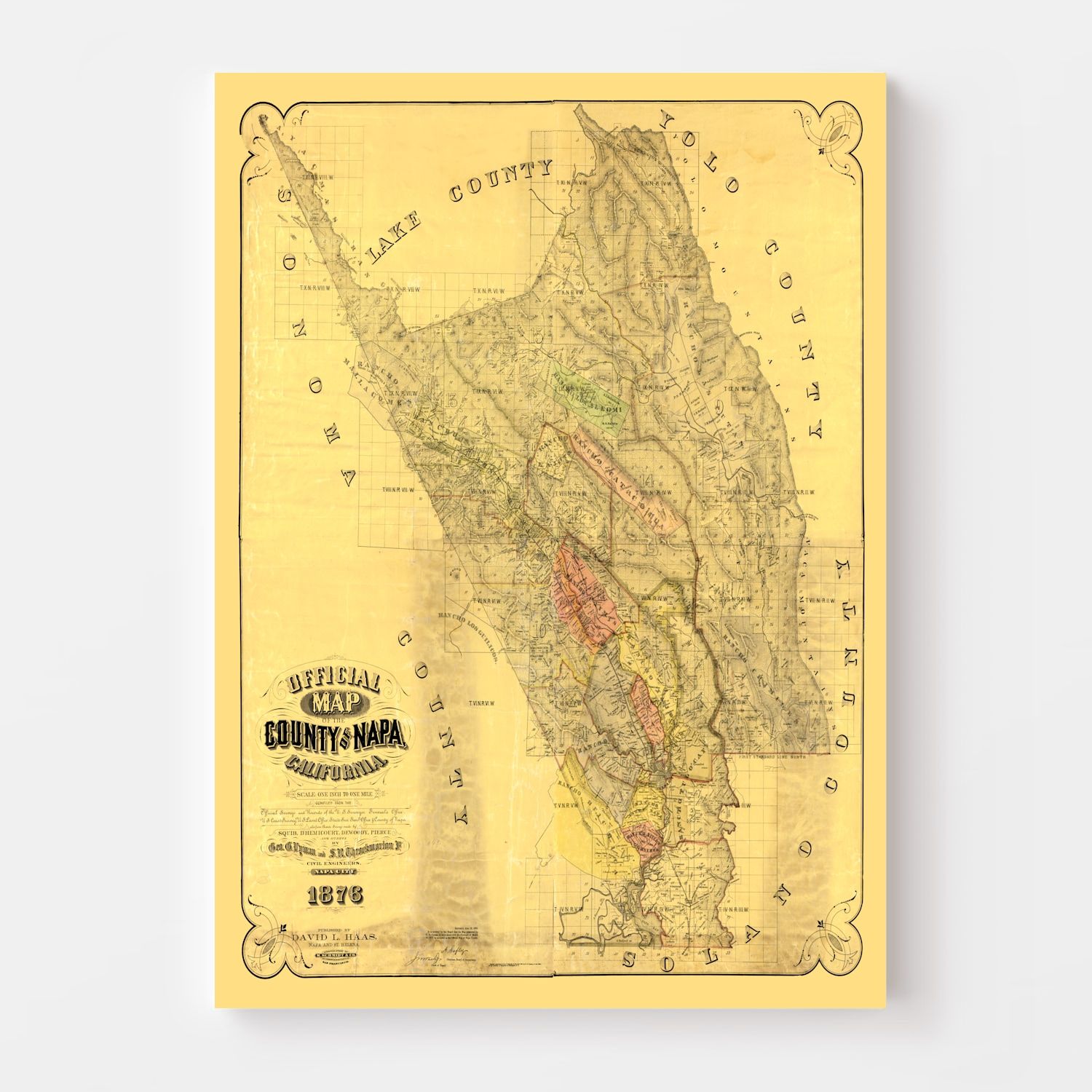 Vintage Map of Napa County, California 1876 by Ted's Vintage Art