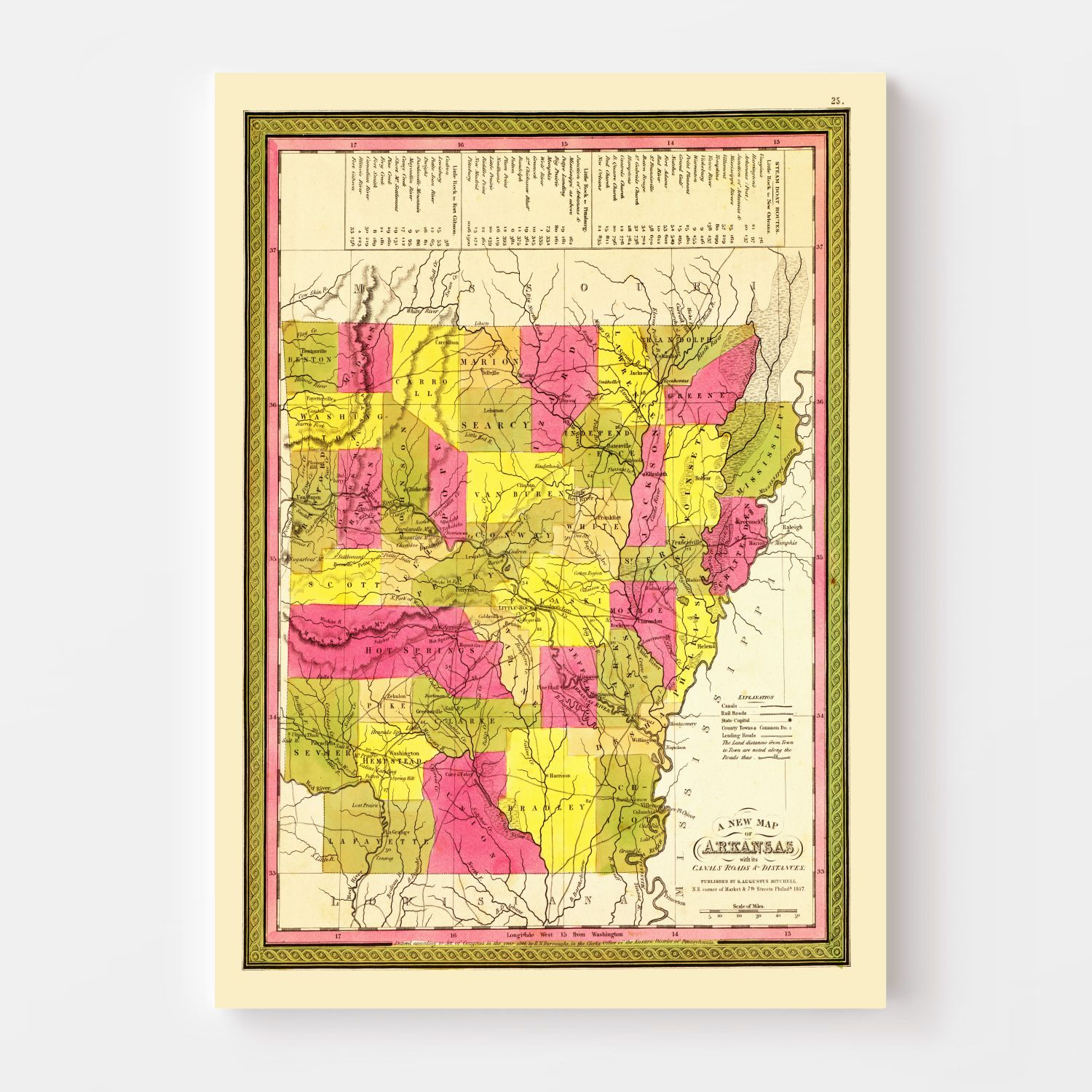 Vintage Map Of Arkansas 1847 By Ted S Vintage Art   3572 2 