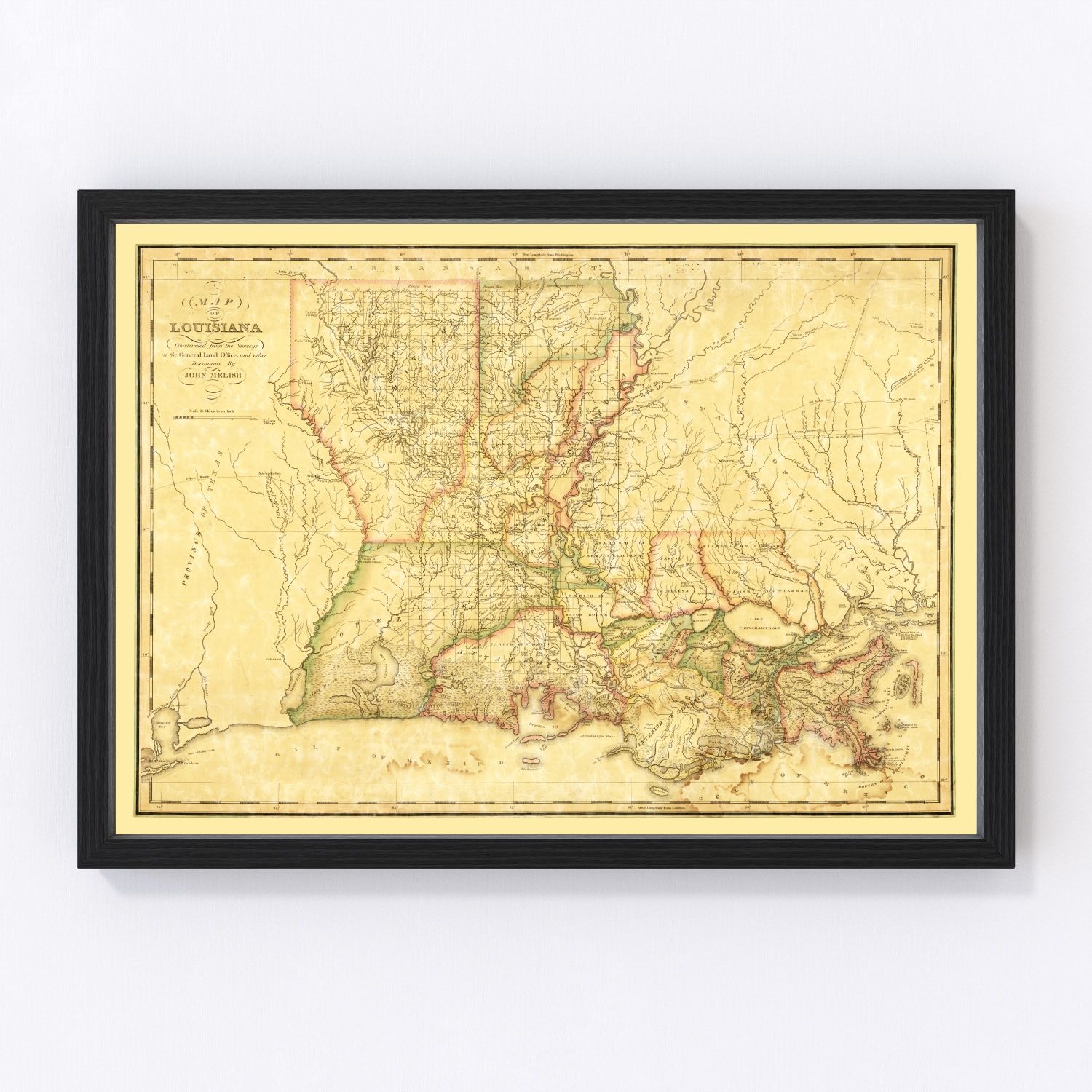 Vintage Map of Louisiana 1820 by Ted's Vintage Art