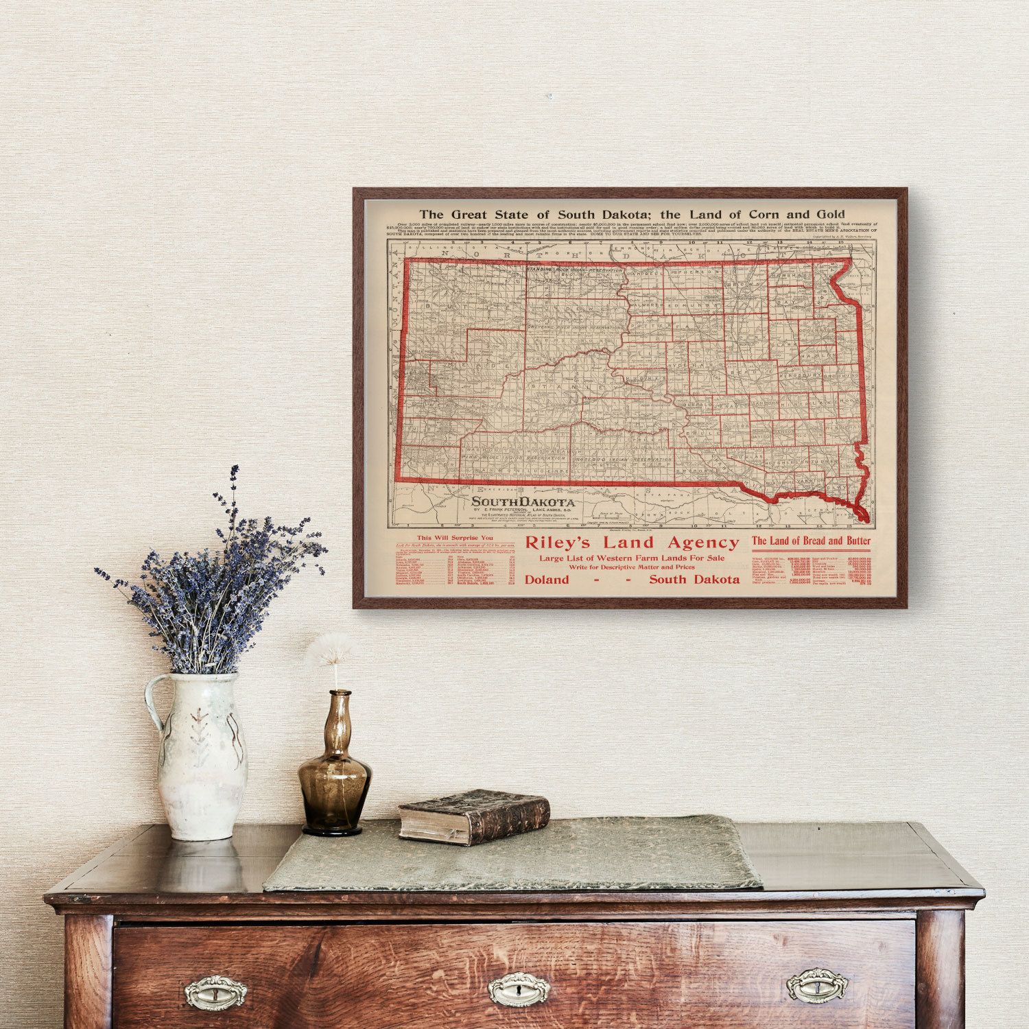 Vintage Map Of South Dakota 1906 By Ted S Vintage Art   4222 1 